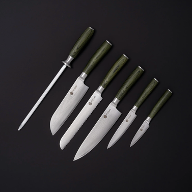 Essential Damascus Steel Knife Set, 6pc